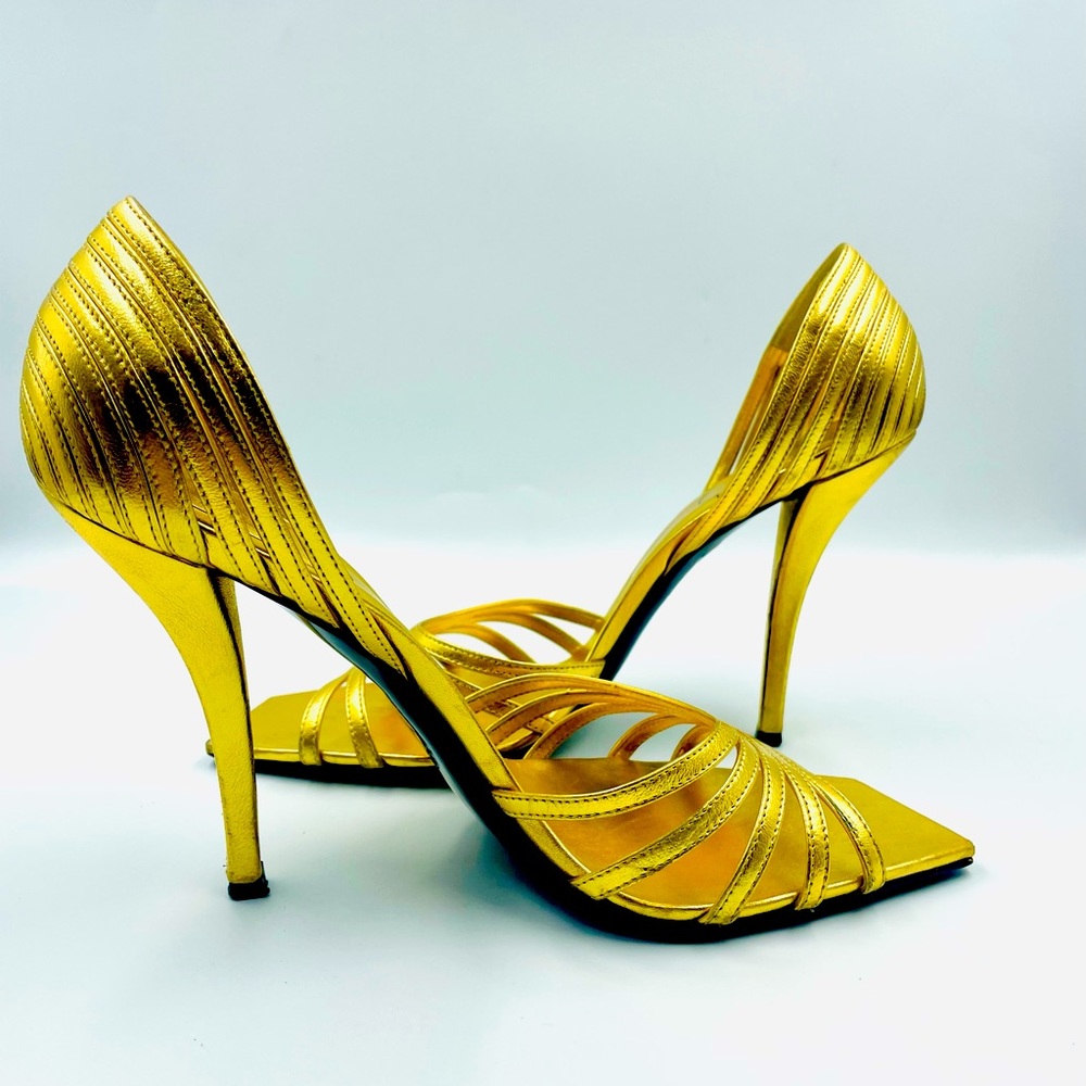 Roger Vivier Rare "Golden Goddess" Open Toe Heels